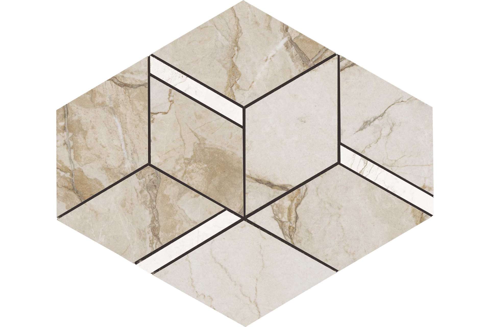 Керамогранит La Fabbrica Bolgheri Stone Rombo Beige-White