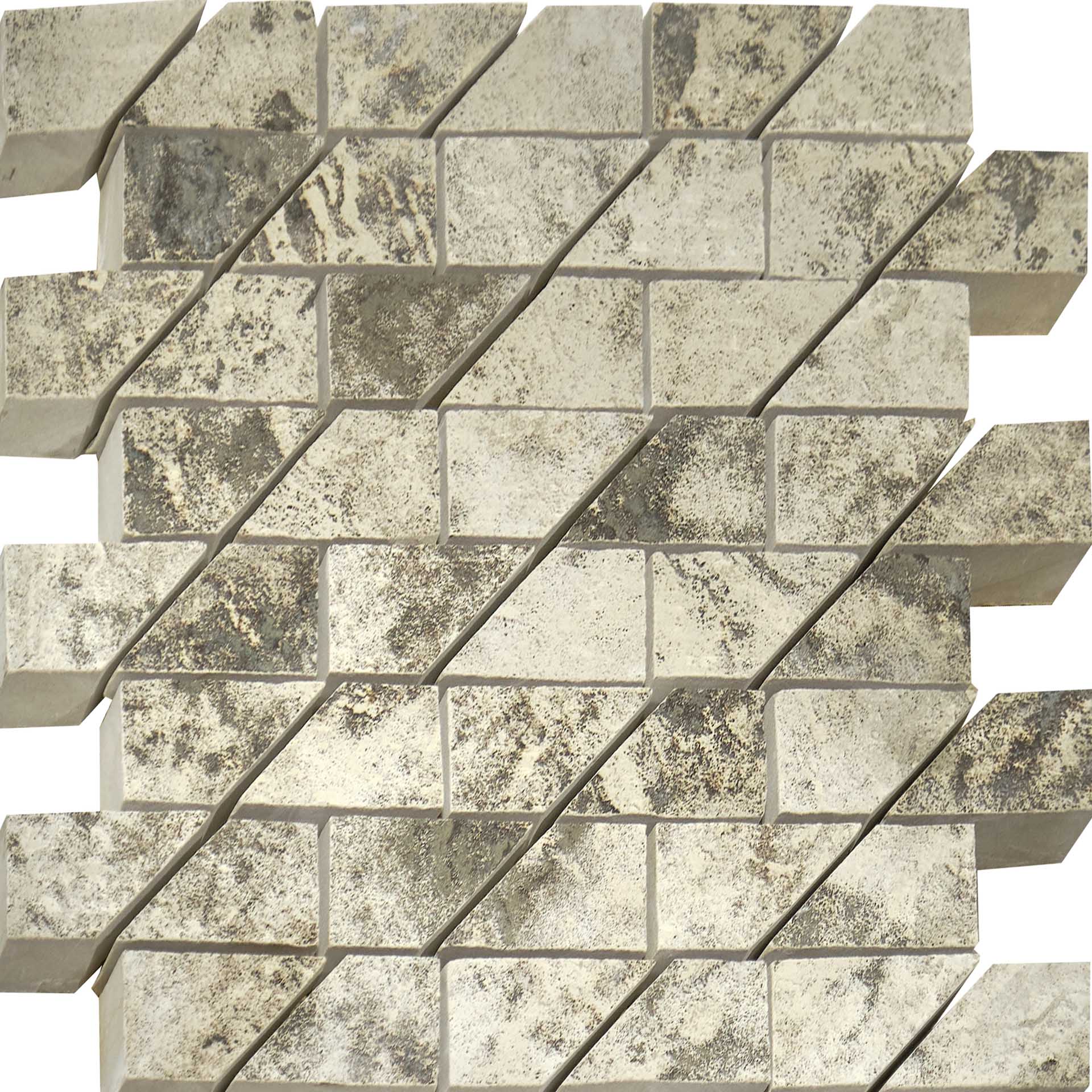 Керамогранит Manifattura Emiliana Metal Style Mosaico 2x5 su rete PLATINUM